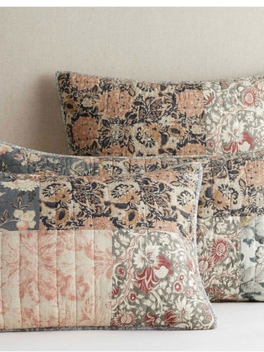 Pottery Barn Rosalyn Patchwork Floral Quilted Pillow Euro Sham